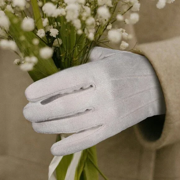 Women's WhiteThermal Elastic Stretch Texting Touchscreen Winter Warm Gloves